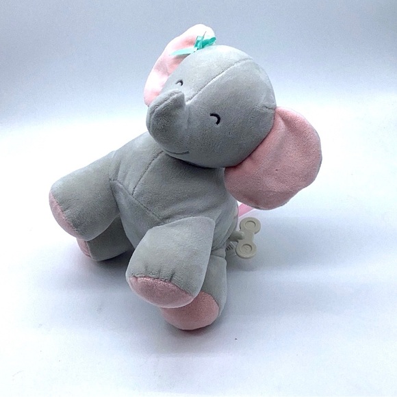 Carter's Musical Plush Elephant Gray With Green Bow Stuffed Animal 8" Tall - Picture 6 of 10